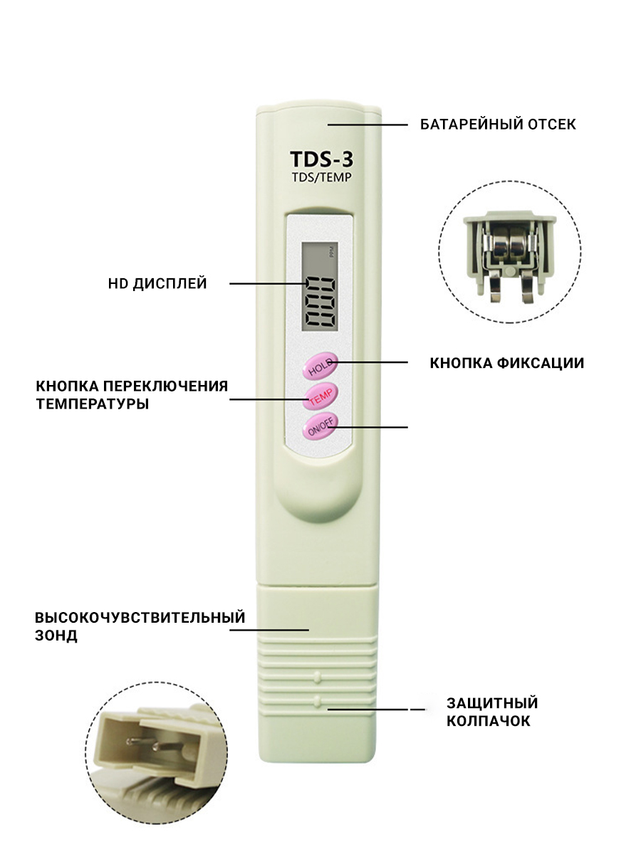 Фото товара 24623, тестер качества воды tds метр 